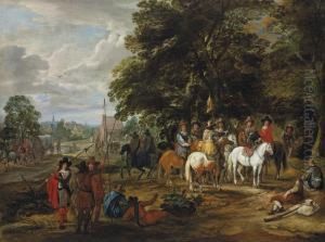 Soldiers Resting Near A Road, A Town Beyond Soldiers Resting Near A Road, A Town Beyond