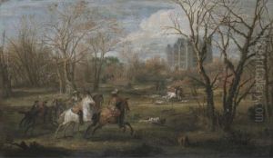Noblemen Hunting In The Woodland Of A Country Estate