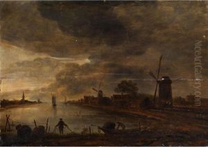 Seeufer Mit Windm by Aert van der Neer