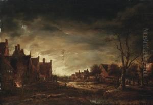 A Moonlit Winter Village