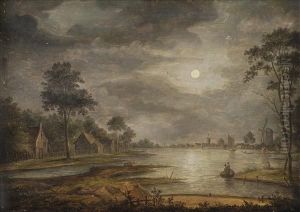 Moonlit Lake Scene