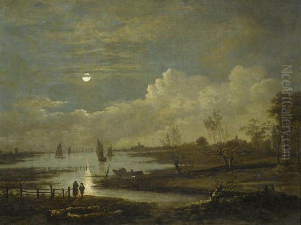 Broad River Landscape In The Moonlight. - view 1