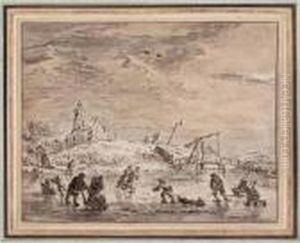 Winterlandschaft Mit Personenstaffage by Aert van der Neer