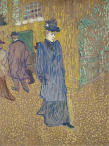 Jane Avril Infront Of The Moulin Rouge by Henri De Toulouse-Lautrec