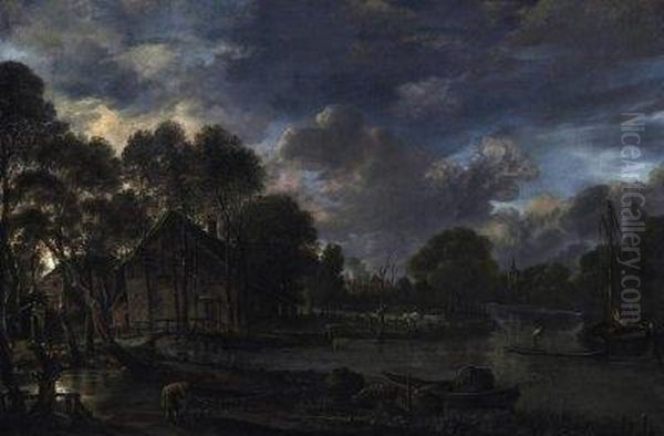 Moonlit Riverlandscape - view 1