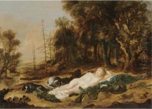 Diana Resting After The Hunt by Aert van der Neer