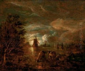 A Moonlit River Landscape
