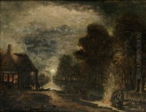 Kanallandskap I Mansken by Aert van der Neer