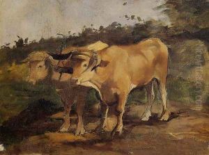 Two Bulls Wearing a Yoke by Henri De Toulouse-Lautrec