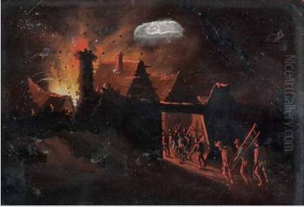 Incendio Notturno Di Una Citta - view 1