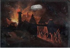 Incendio Notturno Di Una Citta by Egbert van der Poel