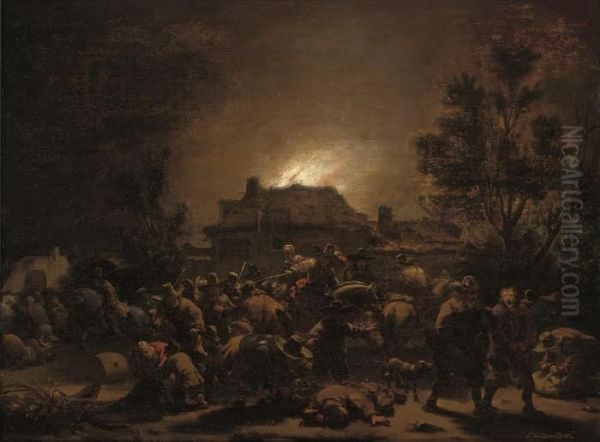 Cavalrymen Pillaging A Village - view 1