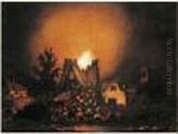 Scene D'incendie En Pleine Nuit - view 1