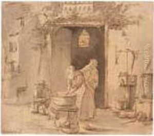 A Washerwoman At Work by Egbert van der Poel