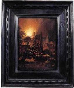 Scene D'incendie Nocturne