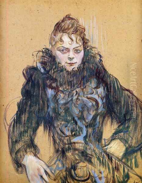 Woman With A Black Feather Boa - view 1