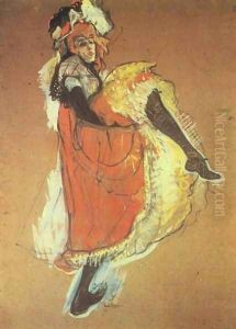 Jame Avril Dancing Study by Henri De Toulouse-Lautrec