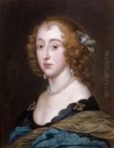 Portrait En Buste D'henriette D'angleterre by Sir Anthony Van Dyck