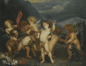 Putti In A Landscape by Sir Anthony Van Dyck