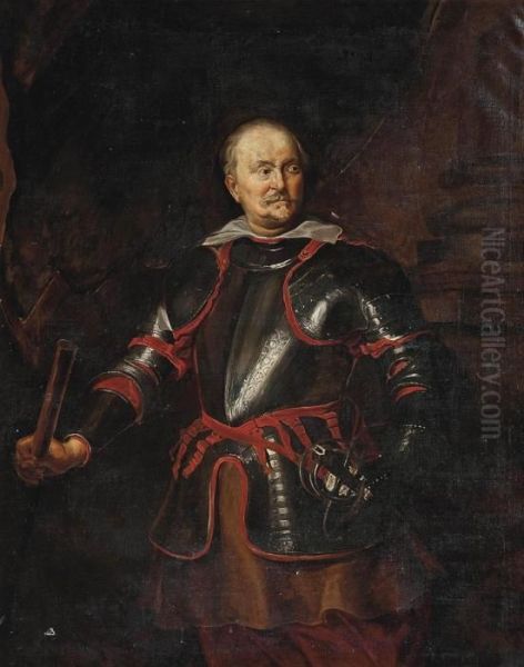 Portrait Of A Gentleman, Three-quarter-length, In Armour, A Baton In His Right Hand - view 1