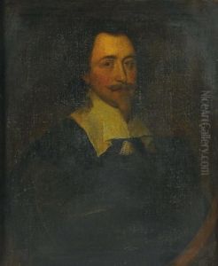 Portrait Of Sir Robert Lovett Of
 Liscombe, Bust-length, In A Black Coat, His Lawn Collar Fastened With A
 Tassle, In A Feigned Oval by Sir Anthony Van Dyck