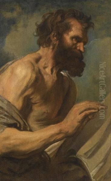 Study Of A Bearded Man With Hands Raised - view 1