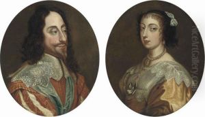 Portrait Of Charles I , Bust-length; And Portrait Ofqueen Henrietta Maria