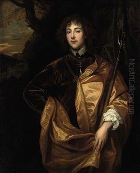 Portrait Of Philip Wharton, 4th
Baron Wharton (1613-1696),three-quarter-length, In A Brown Coat And
Yellow Cape, In Alandscape - view 1