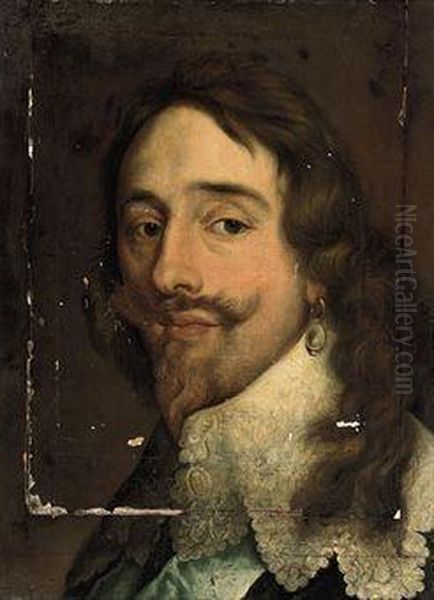 Portrait Of King Charles I
(1600-1649), Bust-length, In A Lacecollar, With The Sash Of The Order Of
The Garter - view 1