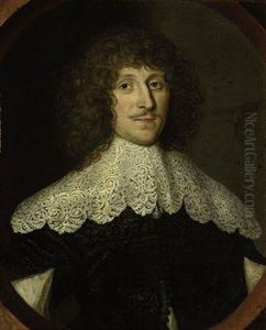 Portrait Of William Cavendish, 
1st Duke Of Newcastle-upon-thyne(1592-1676), Bust-length, In A Black 
Coat And Lace Collar, In Asculpted Cartouche