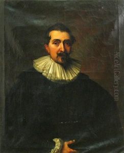 A Portrait Of A Gentleman In Black With Awhite Ruff
