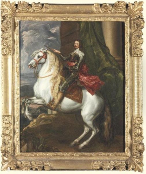 Equestrian Portrait Of Prince 
Francis Thomas Of Savoy-carignano (1596-1656), With A Draped Column And A
 Landscape Beyond - view 1