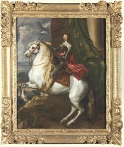 Equestrian Portrait Of Prince
Francis Thomas Of Savoy-carignano (1596-1656), With A Draped Column And A
Landscape Beyond by Sir Anthony Van Dyck