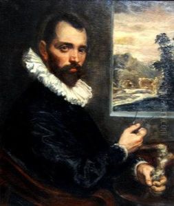 Portrait Of A Gentleman, Seated 
Half-length Turned To The Right Holding A Compass By A Window