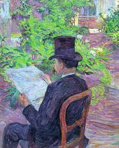 Desire Dihau Reading a Newspaper in the Garden 1890