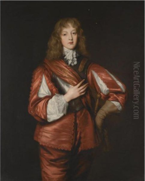 Portrait Of Philip, 5th Earl Of 
Pembroke (1621-1669), Standing Three-quarter-length, Wearing A Red Silk 
Doublet, With A Breastplate And A Red And Gold Sash - view 1
