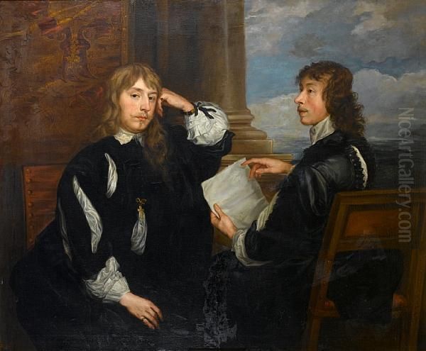 Portrait Of Thomas Killigrew And
A Gentleman,possibly William, Lord Crofts, Seated Before A Gold Curtain
And Acolumn - view 1