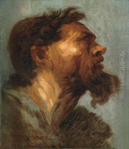 Studio Di Testadi Un Uomo Barbuto Vestito Di Pelli Olio Su Tela by Sir Anthony Van Dyck