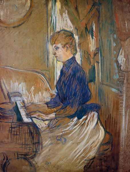 At the Piano - Madame Juliette Pascal in the Salon of the Chateau de Malrome - view 1