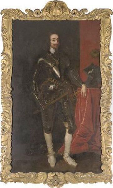 Portrait Of King Charles I 
(1600-1649), Full-length, In Armour, His Right Arm Holding A Baton, His 
Left Arm Resting On A Plinth, In An Interior - view 1