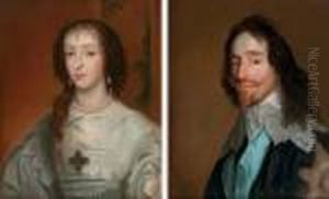Portrait Of Henrietta Maria; And Portrait Of King Charles I by Sir Anthony Van Dyck