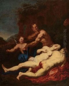 Venere Con Un Amante, Satiro E Cupido by Sir Anthony Van Dyck