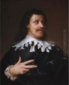 Portrait Of A Gentleman, Head And Shoulders, Wearing Black With A White Ruff by Sir Anthony Van Dyck