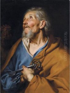 Saint Peter, Half Length, Holding The Keys And Looking Heavenwards by Sir Anthony Van Dyck
