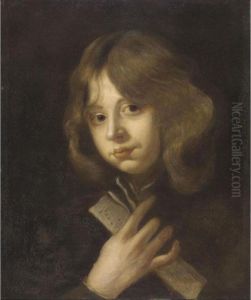 Portrait Of A Young Boy, Head And Shoulders, Holding A Sheet Of Music by Sir Anthony Van Dyck
