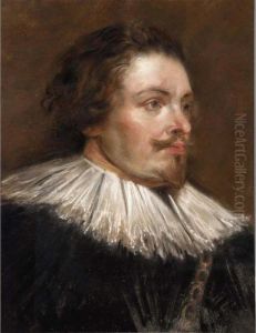 Portrait Of A Gentleman, Three Quarter Profile, Wearing A Black Coat And Ruff by Sir Anthony Van Dyck