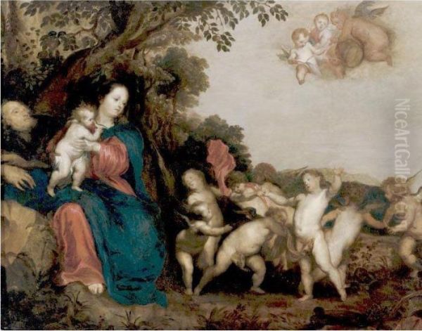 The Holy Family With Angels Dancing And Making Music - view 1