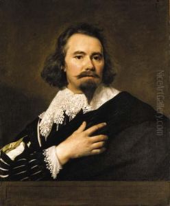 Portrait Of A Gentleman, 
Bust-length, In A Black Doublet And White Lace Collar, A Black Cloak 
Draped Around His Shoulder by Sir Anthony Van Dyck