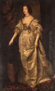 Portrait Of Queen Henrietta Maria, Full-length, In A White Silkdress Portrait Of Queen Henrietta Maria, Full-length, In A White Silkdress