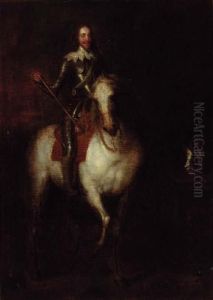 An Equestrian Portrait Of
Charles I, Small Full-length, In Armour,mounted On A Grey Horse by Sir Anthony Van Dyck